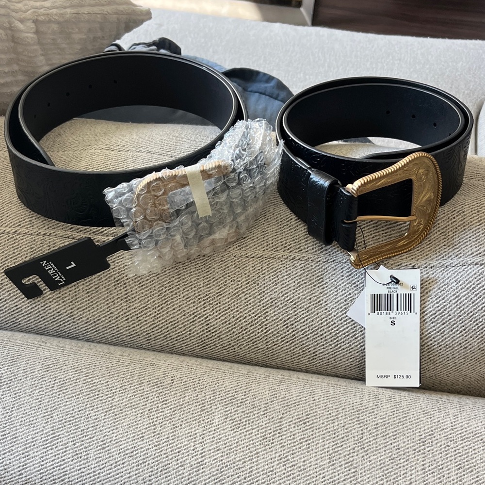Polo by Ralph Lauren Black Belt with Gold Buckle